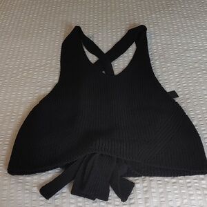 NWT House Of Harlow 1960 Black Ribbed Knit Halter Top Size Large